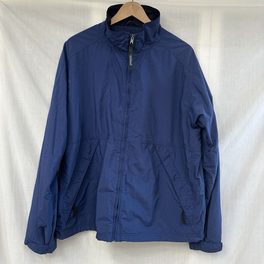 LL Bean Windbreaker Jacket Men's XL Regular Full Zip Pockets Outdoor Hiking Blue